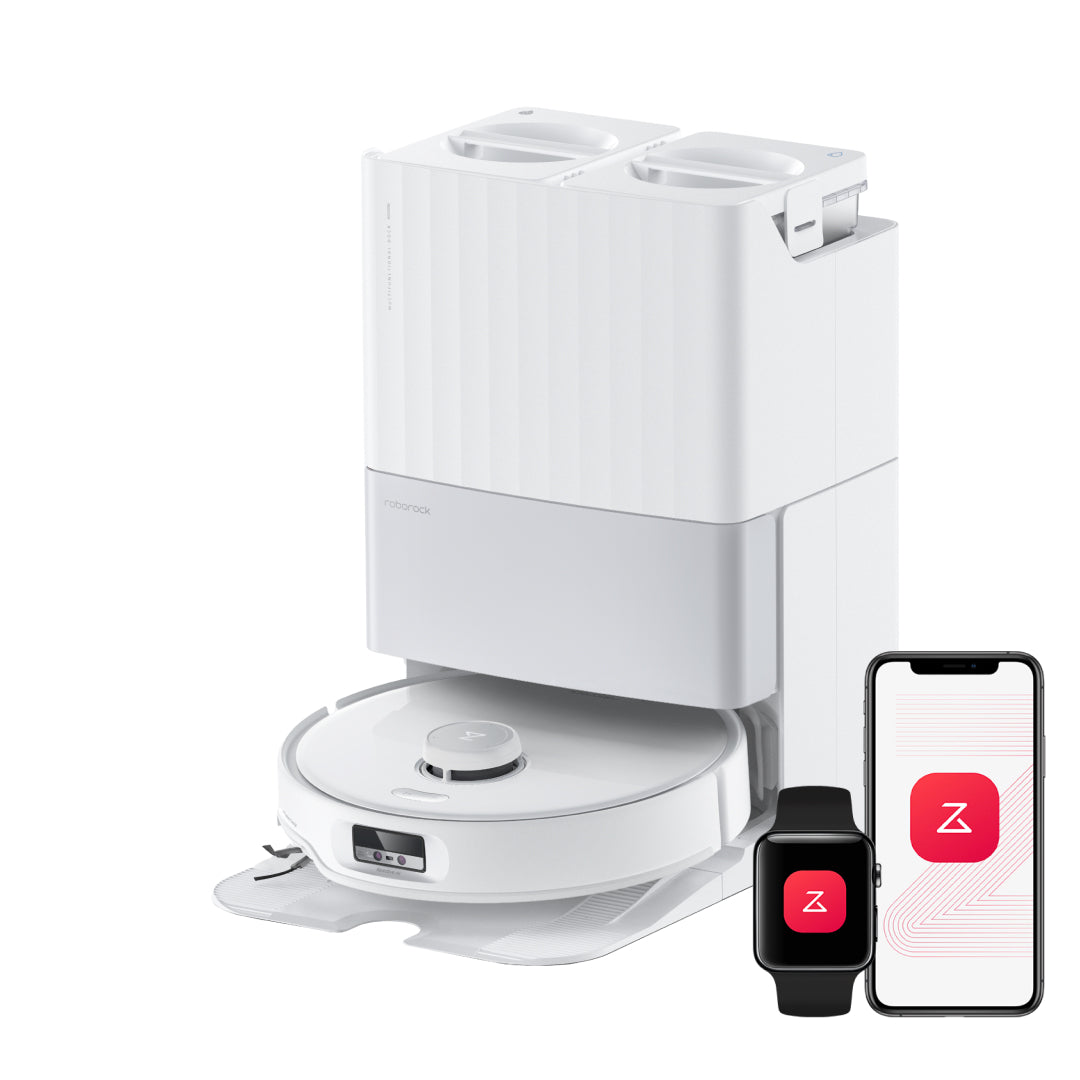 White Roborock Qrevo Edge robot and matching Multifunctional Dock 3.0 in an official clean-background manufacturer render.